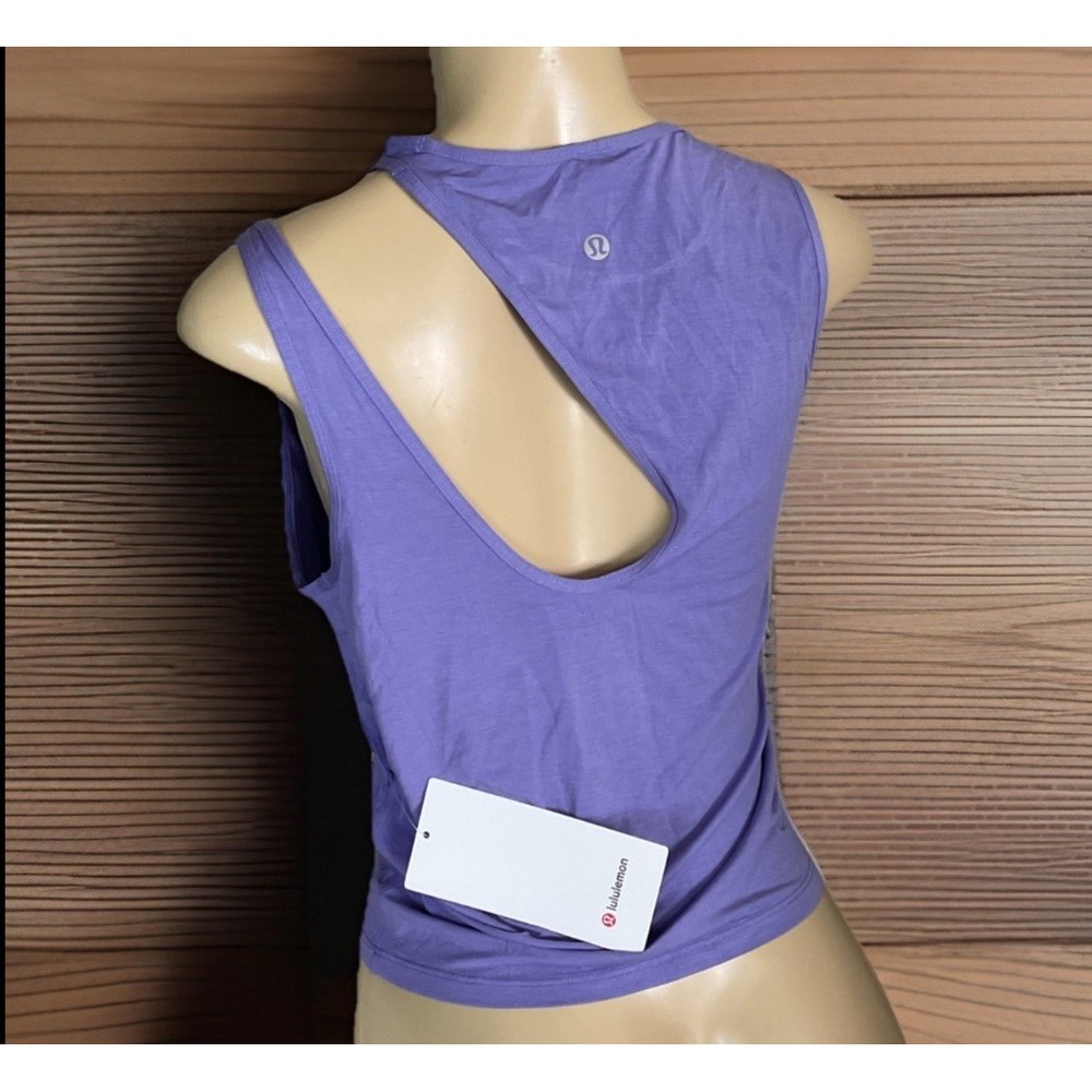 Lululemon Tank Top Shoulder Cut-Out Yoga Shirt Sz 8 Purple Lavender NWT $68